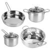 Stainless Steel Cookware Set Fast Even Heat Induction Pots Pans Set Dishwasher Safe with 2.7 3.7 Quart Stockpot 2 Quart Saucepan 9.17in Frying Pan