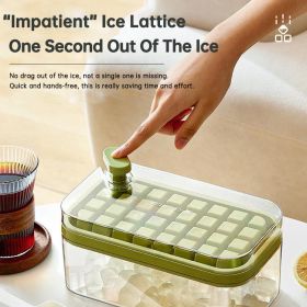 Ice Cube Tray With Lid And Bin, 64 Pcs Ice Cubes Molds, Ice Trays For Freezer, Ice Cube Tray Mold, With 2 Trays, Ice Freezer Container, Spill-Resistan (Color: Green)